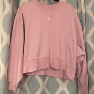 Adidas Women's Light Pink Cropped Crewneck Sweatshirt